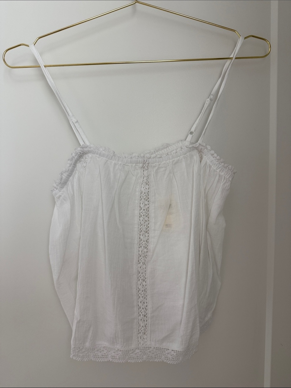 aerie White Lace-Trim Adjustable Strap Cami